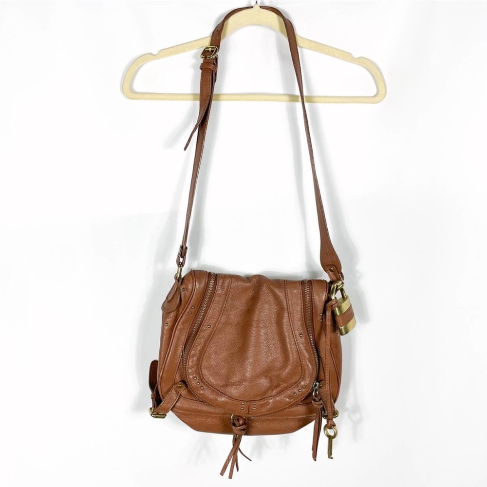 Chloe Brown Grained Leather Bag Tasseled Shoulder Crossbody Studded Cognac 🤎🤍